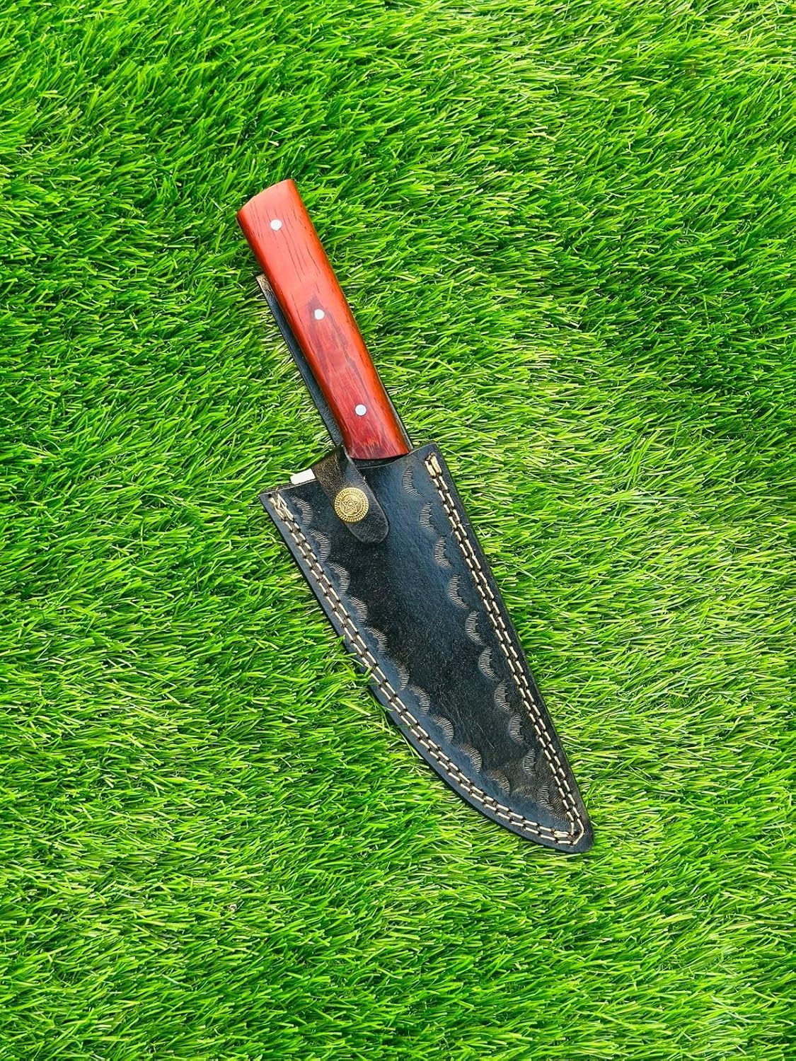 Professional Hand Forged Japanese High Carbon Steel Ultra Sharped Kitchen Chef Knife With Hand Stitched Leather Sheath