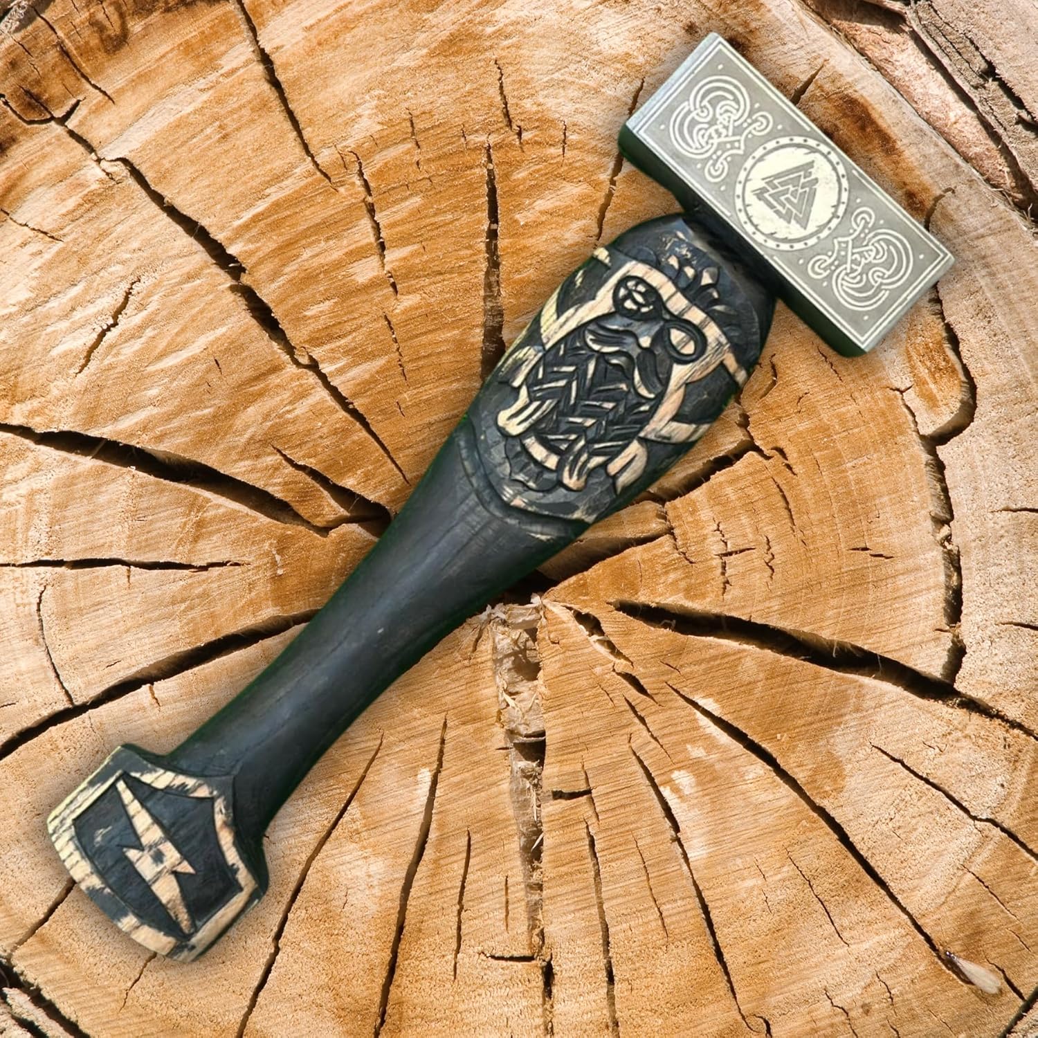 Viking Hammer Valknut Hand Forged Carbon Steel Norse Mythology Odin, Best Gift Groomsmen Gifts Christmas Gifts For USA, Best Gift For Huntsmen