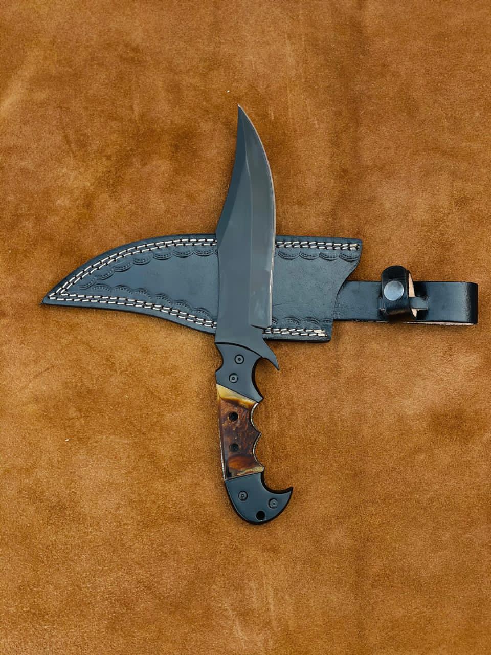 Professional Hand Forged Japanese High Carbon Steel Ultra Sharped Kitchen Chef Knife With Hand Stitched Leather Sheath