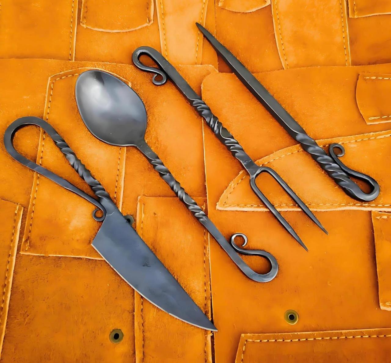 Hand Forged Black Silverware Set