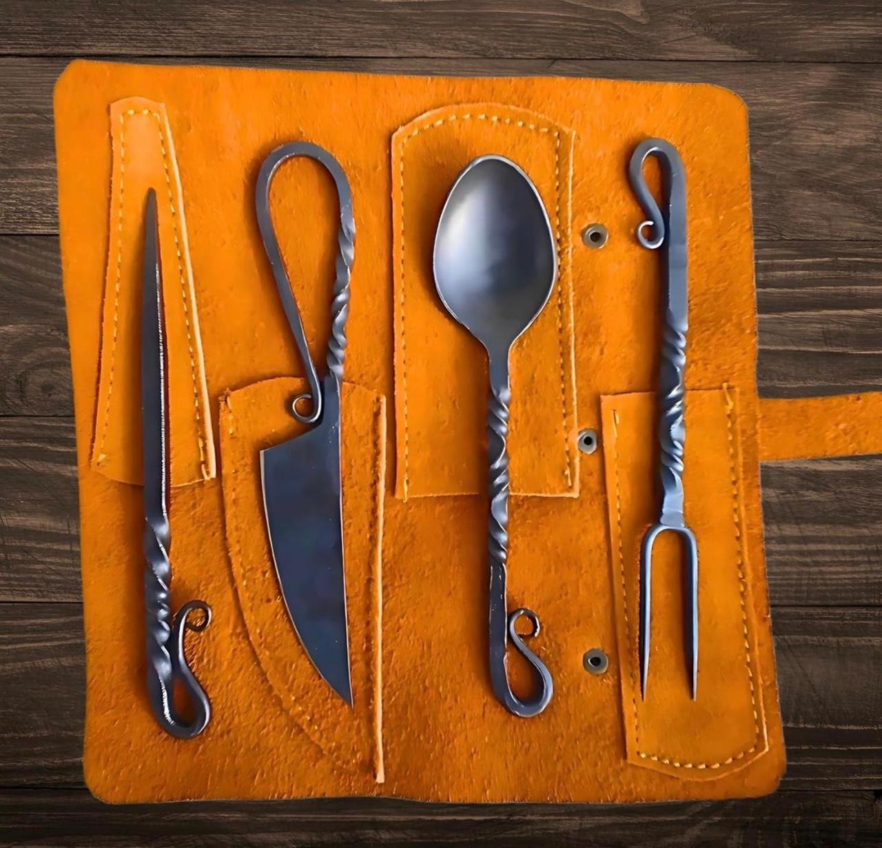 Hand Forged Black Silverware Set