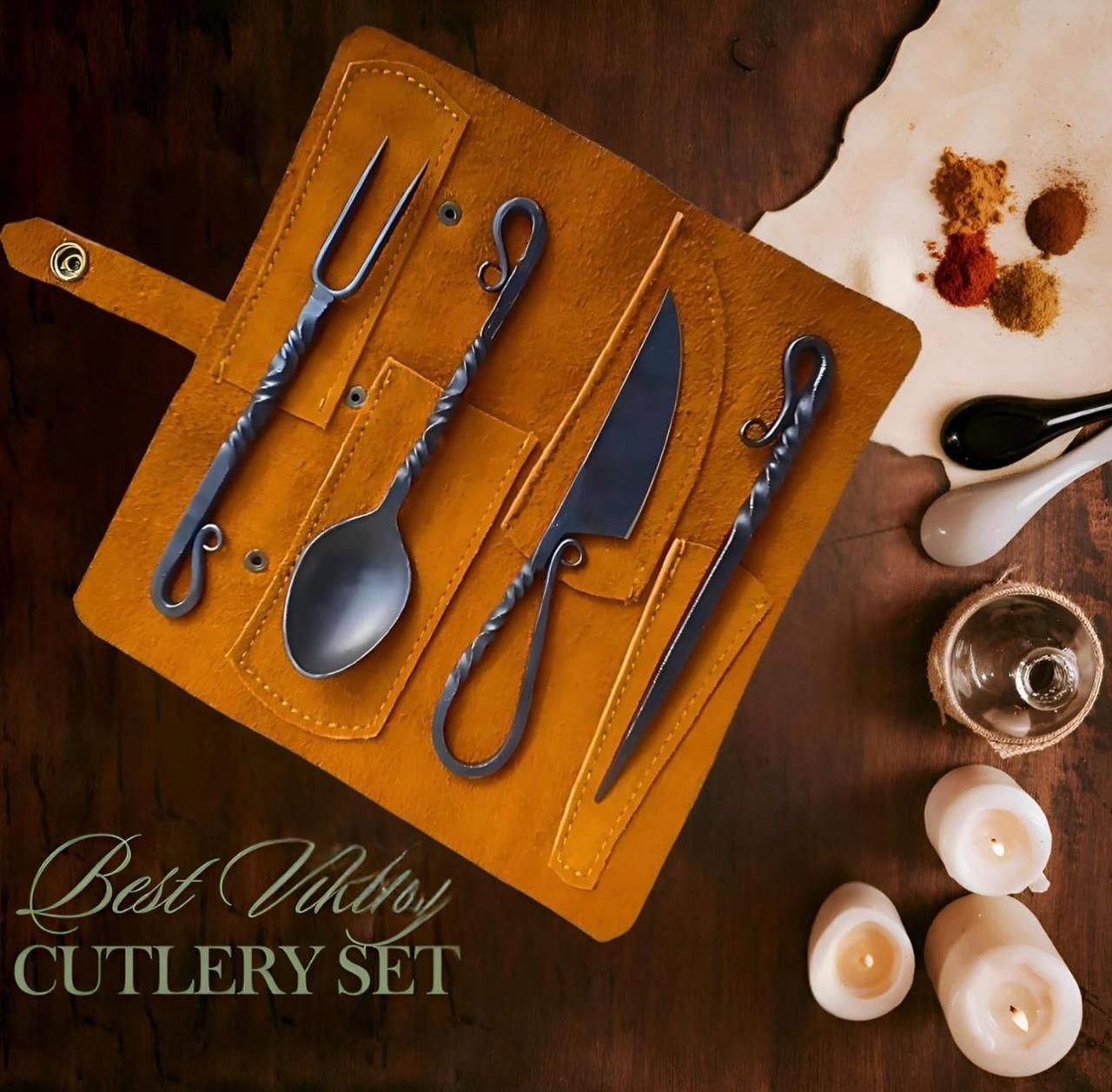 Hand Forged Black Silverware Set
