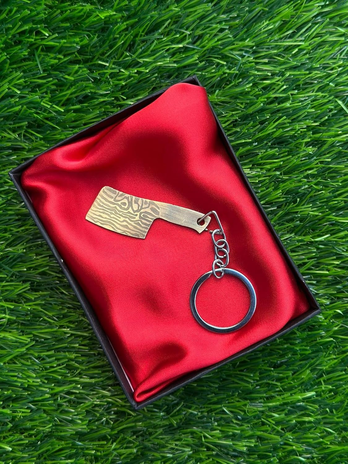 Damascus Mini Knife Keychain Set, Pocket Chef Cleaver with Sharpener